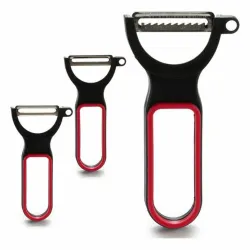 Set d'épluche-légumes CK98529 CK98529 Noir Rouge Acier Caoutchouc polypropylène 11 x 17,5 x 4,5 cm 13 x 4,5 x 7 cm
