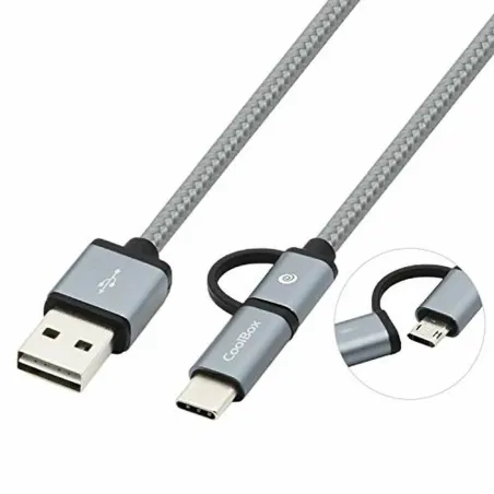 USB-Kabel auf Micro-USB und USB-C CoolBox COO-CAB-U2MC-GR Grau