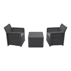 Ensemble Table avec 2 Sièges Shaf Anthracite 57 X 57 X 42 CM (3 Pièces)