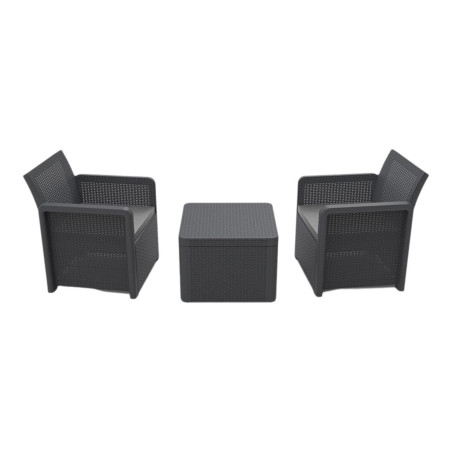 Ensemble Table avec 2 Sièges Shaf Anthracite 57 X 57 X 42 CM (3 Pièces)